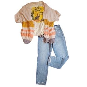 Colorblock Boho Med/Lg Striped Dolman Sleeve Cardigan By Together